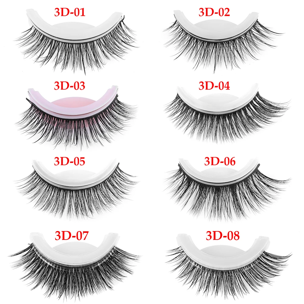 1 Pair 3D Mink Hair Self Adhesive False Eyelashes No Glue Required Non