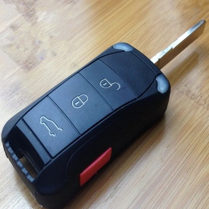 

DAKATU 3+1 4 Button Flip folding Remote Car key shell case for Porsche Cayenne Uncut NO LOGO