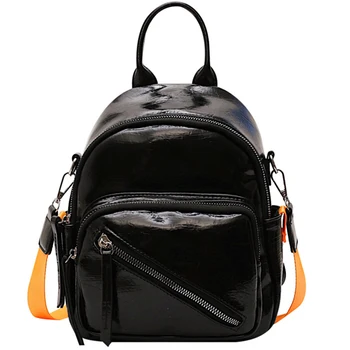 

NEW-Ins Wind Simple Solid Color Small Shoulder Bag Female Korean Version Of Fashion Wild Pu Students Small Fresh Backpack