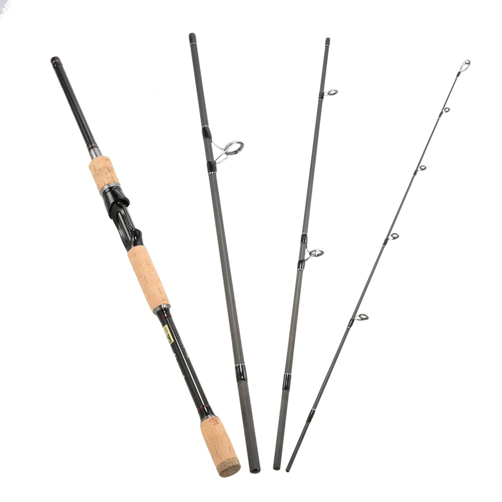 

PALAEMON Spinning Fishing Rod 4 Sections Carbon Fiber Portable Baitcasting Medium Rod Fishing Pole for Saltwater and Freshwater