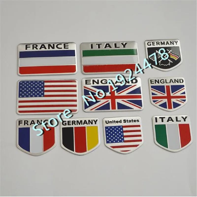 100pcs New Car Styling Aluminium USA FRANCE GERMANY UK ITALY Flag Decal Body Rear Badge Emblem Sticker | Автомобили и мотоциклы