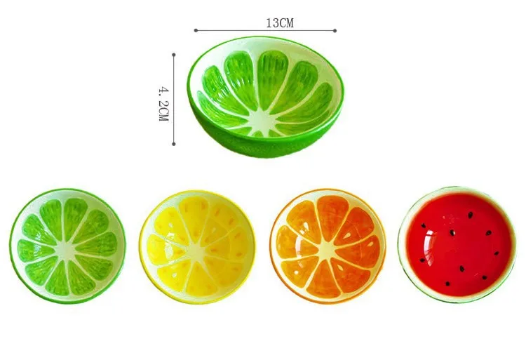 Красивые керамические миски с фруктовым дизайном, цветные детские стаканчики для мороженого, форма для пудинга, креативная посуда, 4 шт./партия, SH649
