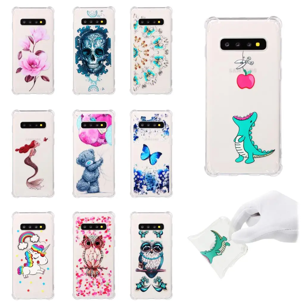 

For Samsung Galaxy S10 plus S10e S7 S8 S9 plus Cover bear skull Transparent Case For Samsung A310 A320 A510 A520 A6 A7 A8 2018