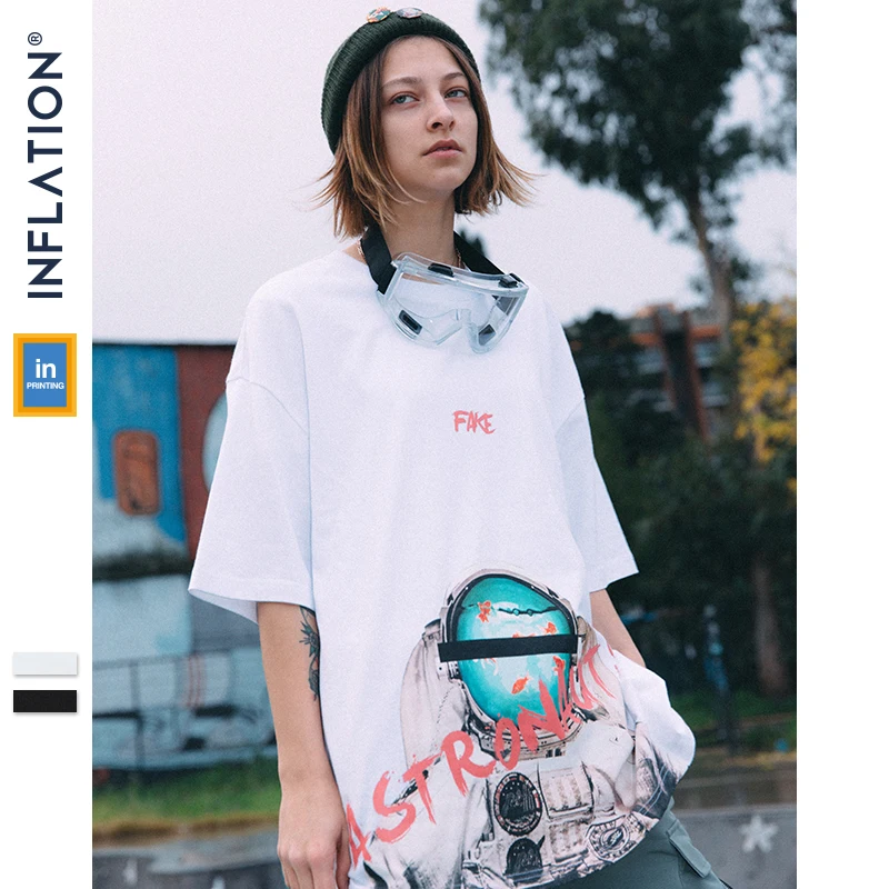 Najtaniej Inflacja Streetwear Tshirt Oversize letni top Tee mężczyźni Tshirt Harajuku 2019 letnia odzież miejska topy Tee deskorolka 9126S
