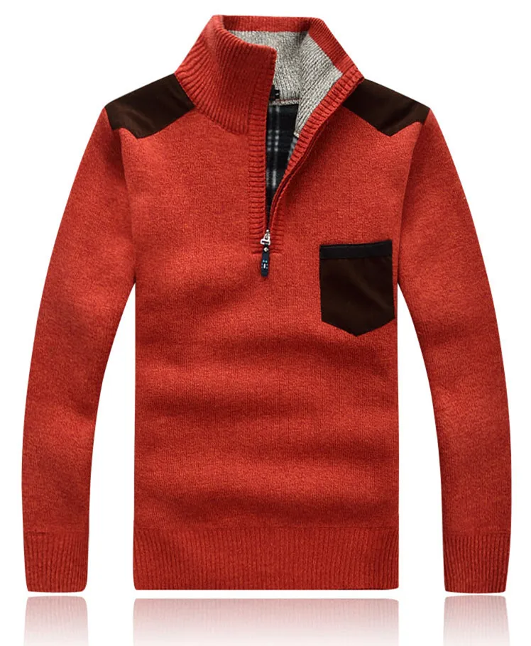 Большой размер 3xL теплый толстый бархат кашемир зимний мужской свитер Пуловеры на молнии воротник стойка мужская повседневная одежда узор трикотаж