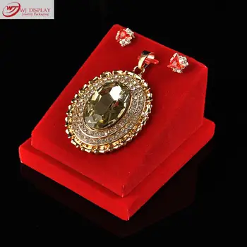 

Superior Portable Red Velvet Wood Jewelry Display Stand For Necklace Pendant Earrings Holder Rack Organizer Ramps Bar 3 pcs/lot