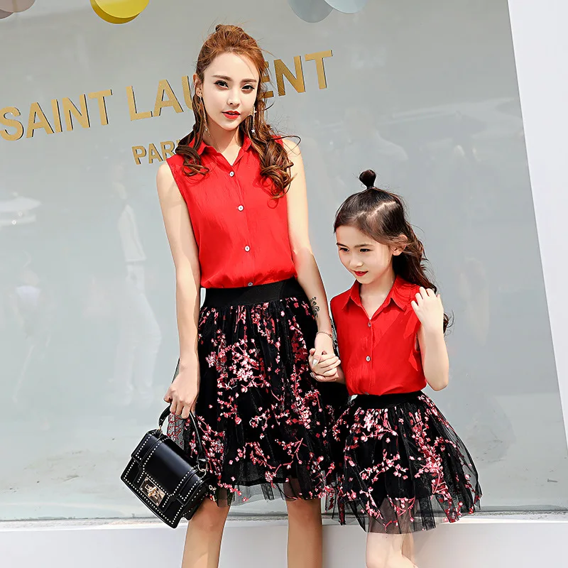 

1730 Children Summer 2017 New South Korea two piece suit mother of women's Taobao micro explosion of one generation