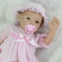 55 cm 22 Inch Cute Reborn Silicone Baby Dolls Realistic Alive Newborn Babies Cloth Body Doll