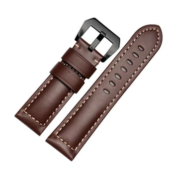 Uesh-26mm crazy horse pin buckle genuine leather watch band  for garmin fenix 3/hr brown