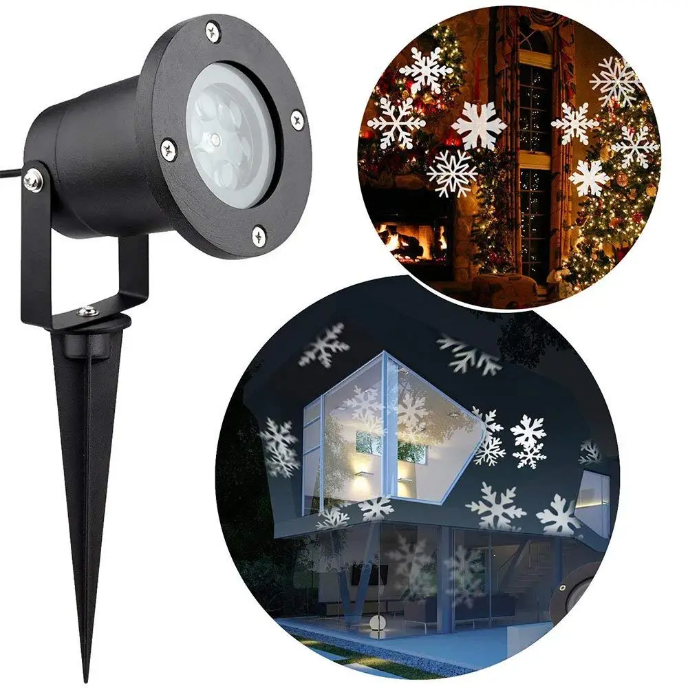

Christmas LED Snowflake Projector Lamp Waterproof Xmas Landscape Spotlight White Moving Lighting lumiere Outdoor Garden Decor