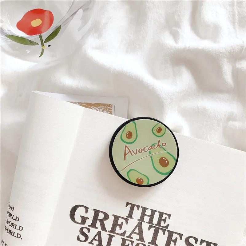 Girl's Cartoon Cute Avocado Cherry Expanding Universal Phone Holder Fold Stretch Grip Finger Ring Stand For iphone XR XS 7 Plus