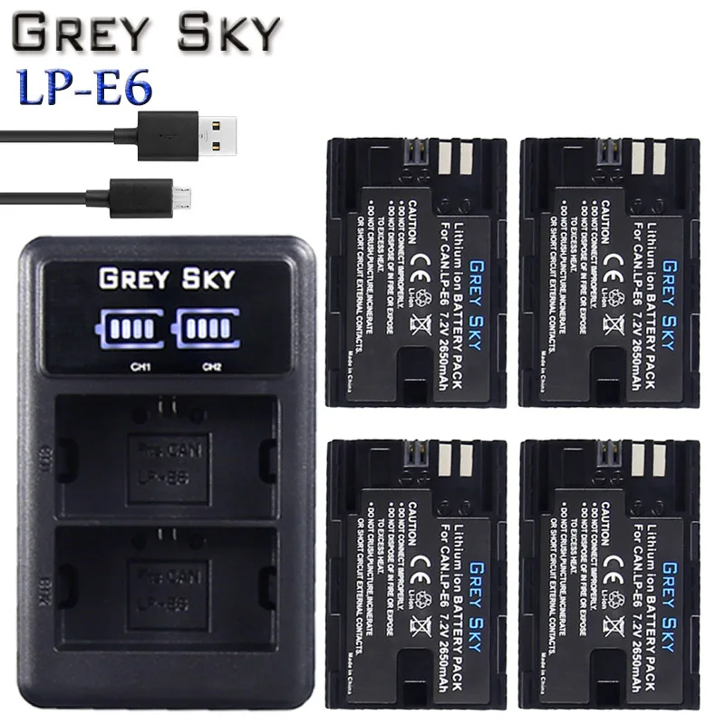 

2650mAh LP-E6 LP E6 LPE6 Camera Battery pack + LED charger For Canon 5D Mark II III 7D 60D EOS 6D 70D 80D for canon accessories
