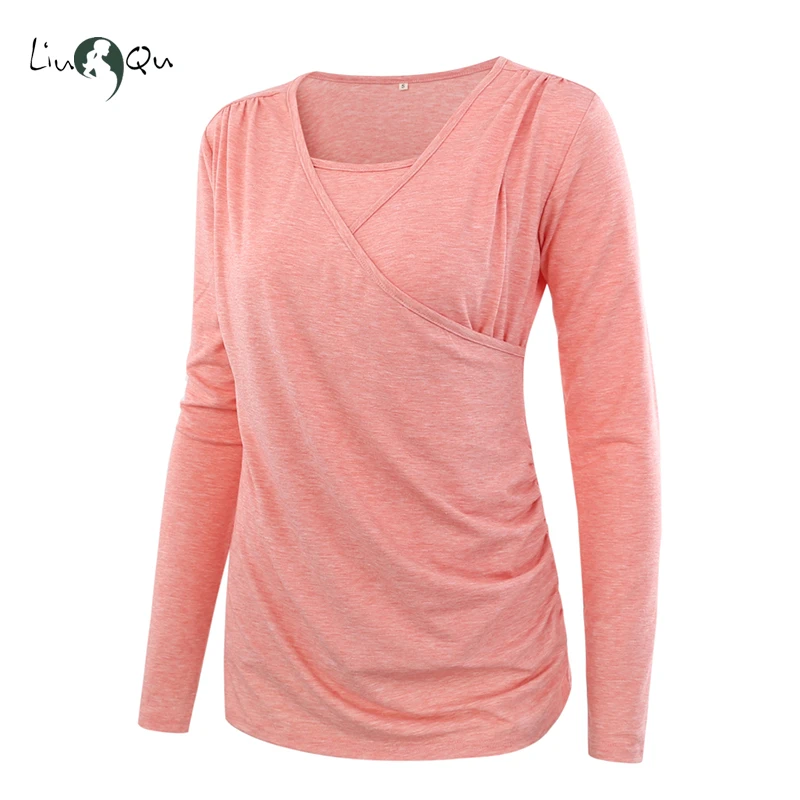 Для беременных, Зимняя одежда футболка с длинным рукавом Топ для кормления грудью Беременность одежда Для женщин блузка плюс Размеры зеленого, розового цвета
