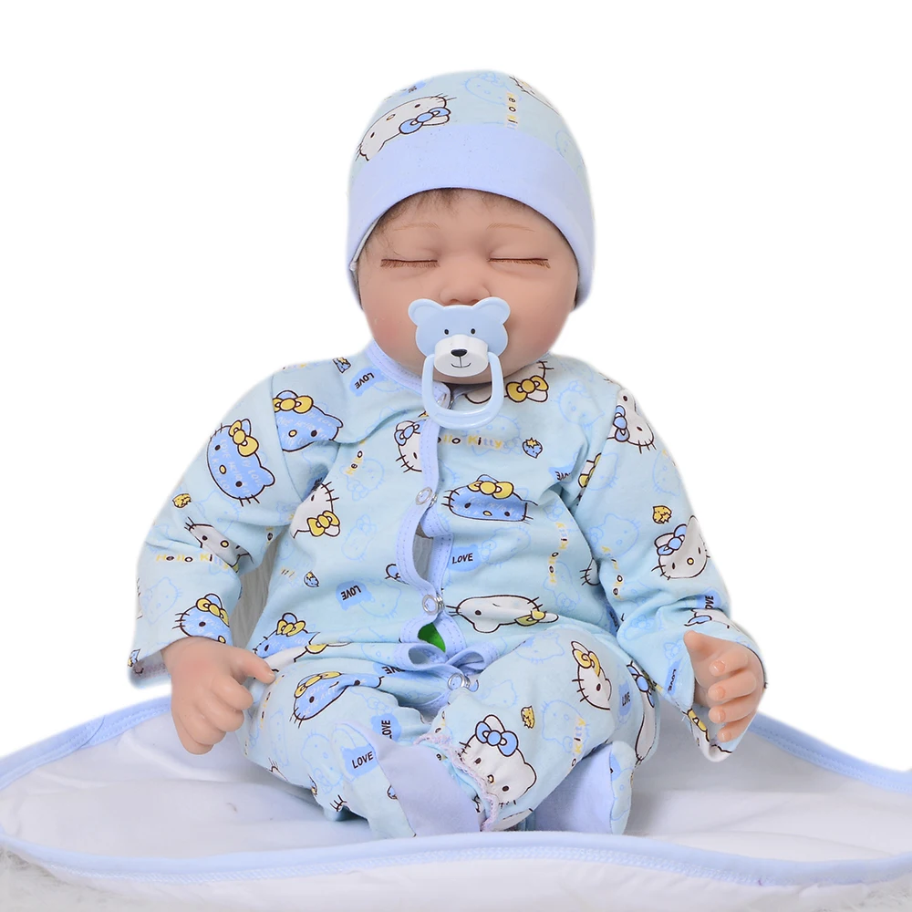 

22 Inch Newborn Boy Realistic Reborn Baby Doll Sleeping Toy Soft Silicone 55 cm Baby Reborn Menino Children's Day Gift Play Toy