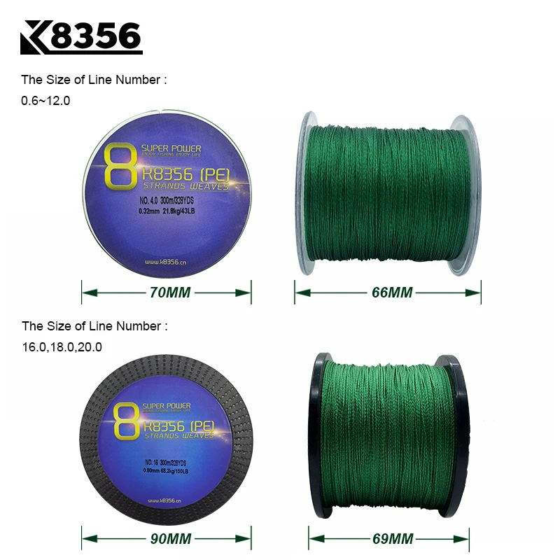 K8356 300 متر/328 متر 8 المدرجات pe خط مضفر الصيد خط 100% pe المتعددة الشعيرات خط الصيد سوبر قوية عالية الجودة 13-200LB K8356 300 متر/328 متر 8 المدرجات pe خط مضفر الصيد خط 100% pe المتعددة الشعيرات خط الصيد سوبر قوية عالية الجودة 13-200LB
