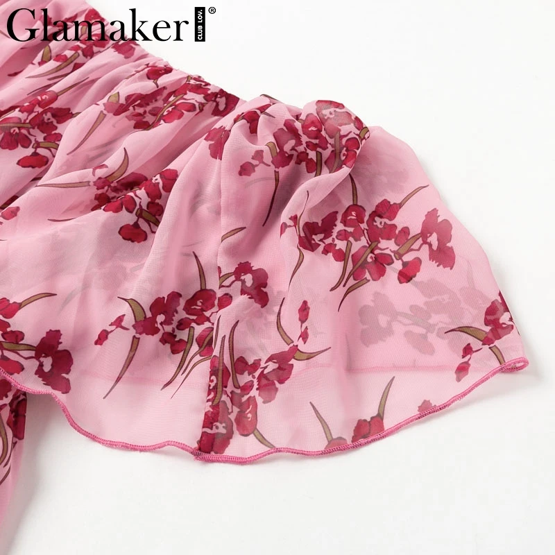 Женское пляжное платье с оборками Glamaker богемное мини открытыми плечами и