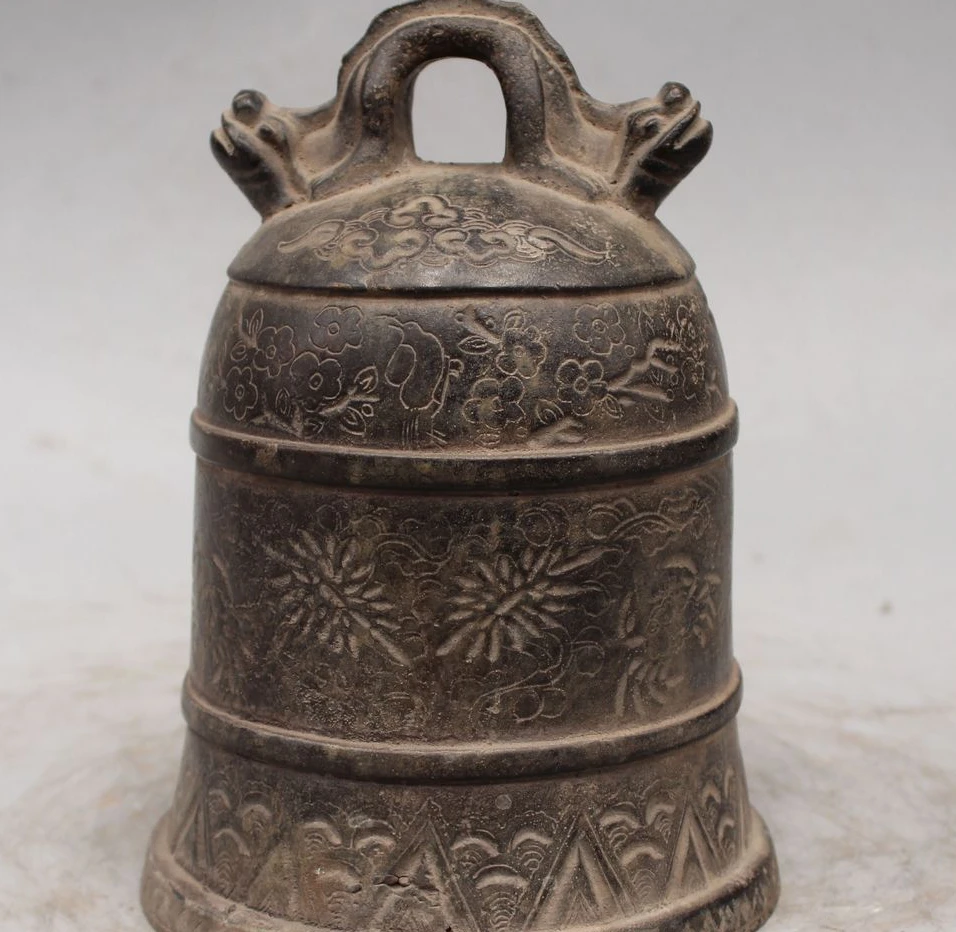 

7" Old Chinese Buddhism Bronze Temple Fairy Ancient Belle Bell Zhong Hanging