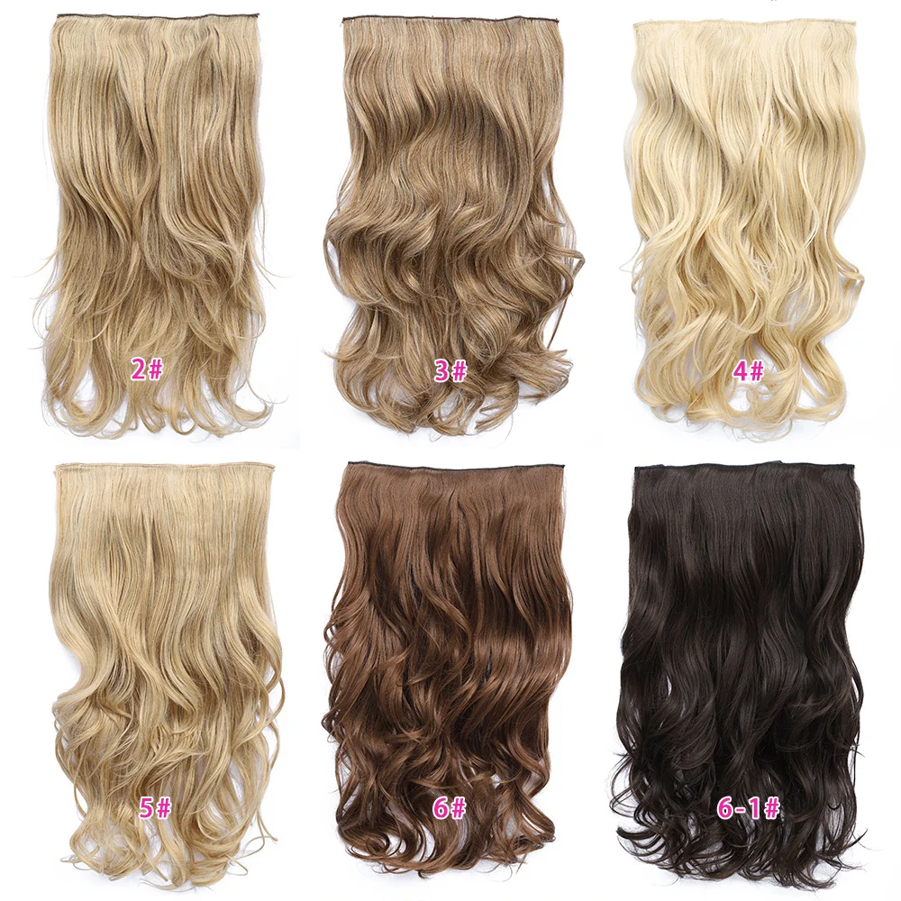 Wavy Clip in Hair Extensions 4 Clips in One Piece Natural Halo Hair Extensions 24 Inch 190g Synthetic Hair Extensions For Women