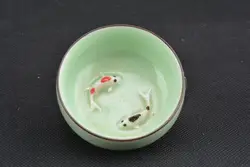 Редкая чашка керамика династии Цин, две рыбы, ручная роспись ремесла, коллекция и украшение, бесплатная доставка