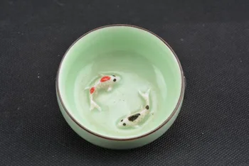

Rare QingDynasty porcelain cup, two fish,Hand-painted crafts,Collection&Adornment,Free shipping
