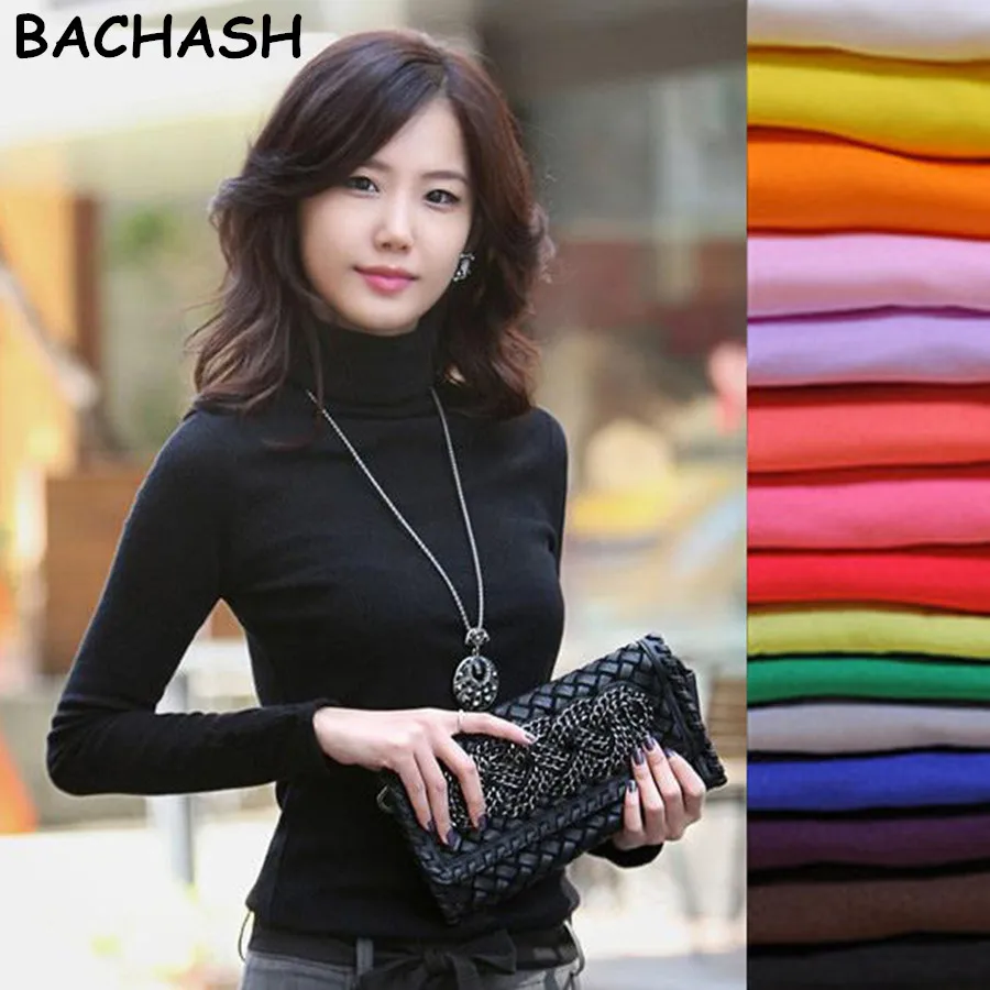 BACHASH 2018 High Quality Fashion Spring Autumn Winter Sweater Women Wool Turtleneck Pullovers Fashion Women's Solid Sweaters BACHASH 2018 High Quality Fashion Spring Autumn Winter Sweater Women Wool Turtleneck Pullovers Fashion Women's Solid Sweaters