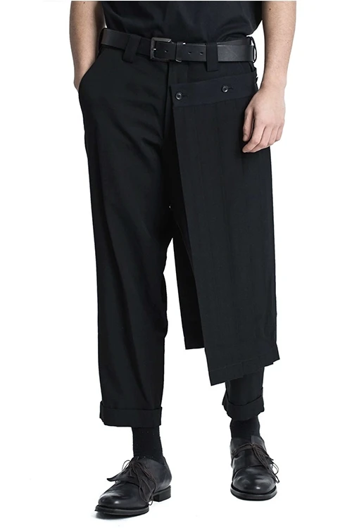 Double men's trouser skirt pants and nine-point tapered bobbin trousers, deconstructed vertical cut  spring pants.  S-9XL!!