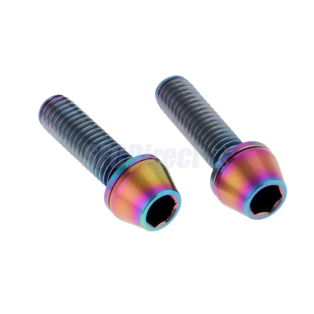 2 Pieces High Strength Titanium Alloy M5x16 M5x18 M5x20mm Cycling Bicycle Mountain Bike Bolts Tapered Head Screw + Washer Gasket
