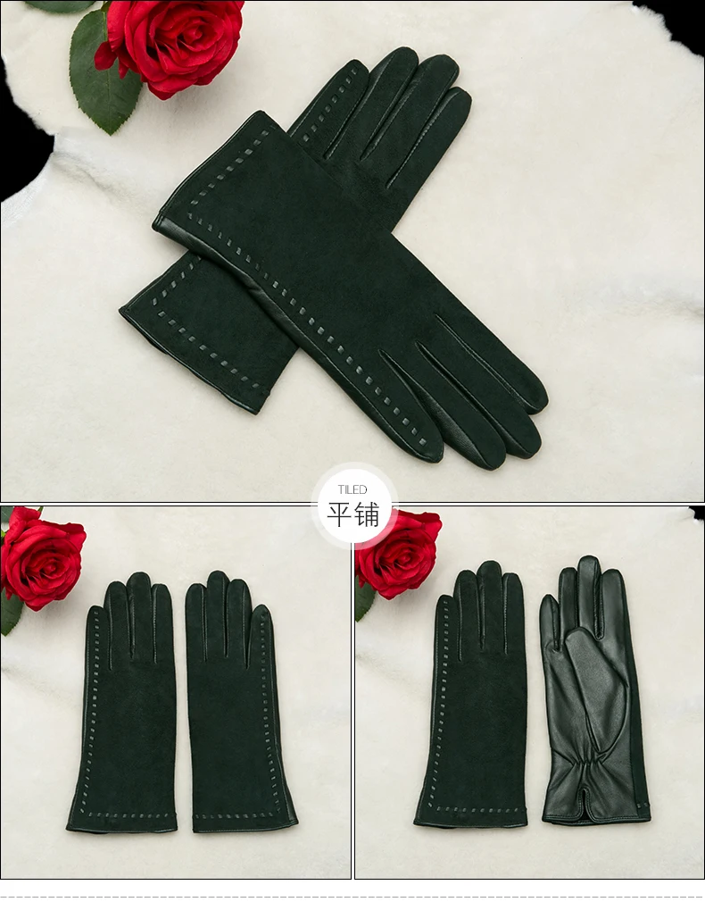KLSS Брендовые женские перчатки из натуральной кожи, Модные Элегантные замшевые перчатки из козьей кожи, зимние теплые бархатные перчатки с пятью пальцами W2329
