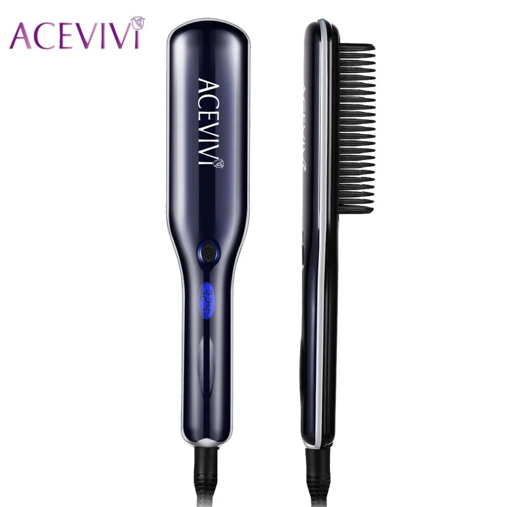 ACEVIVI LCD Display Electric Hair Straightener Hair Brush Comb