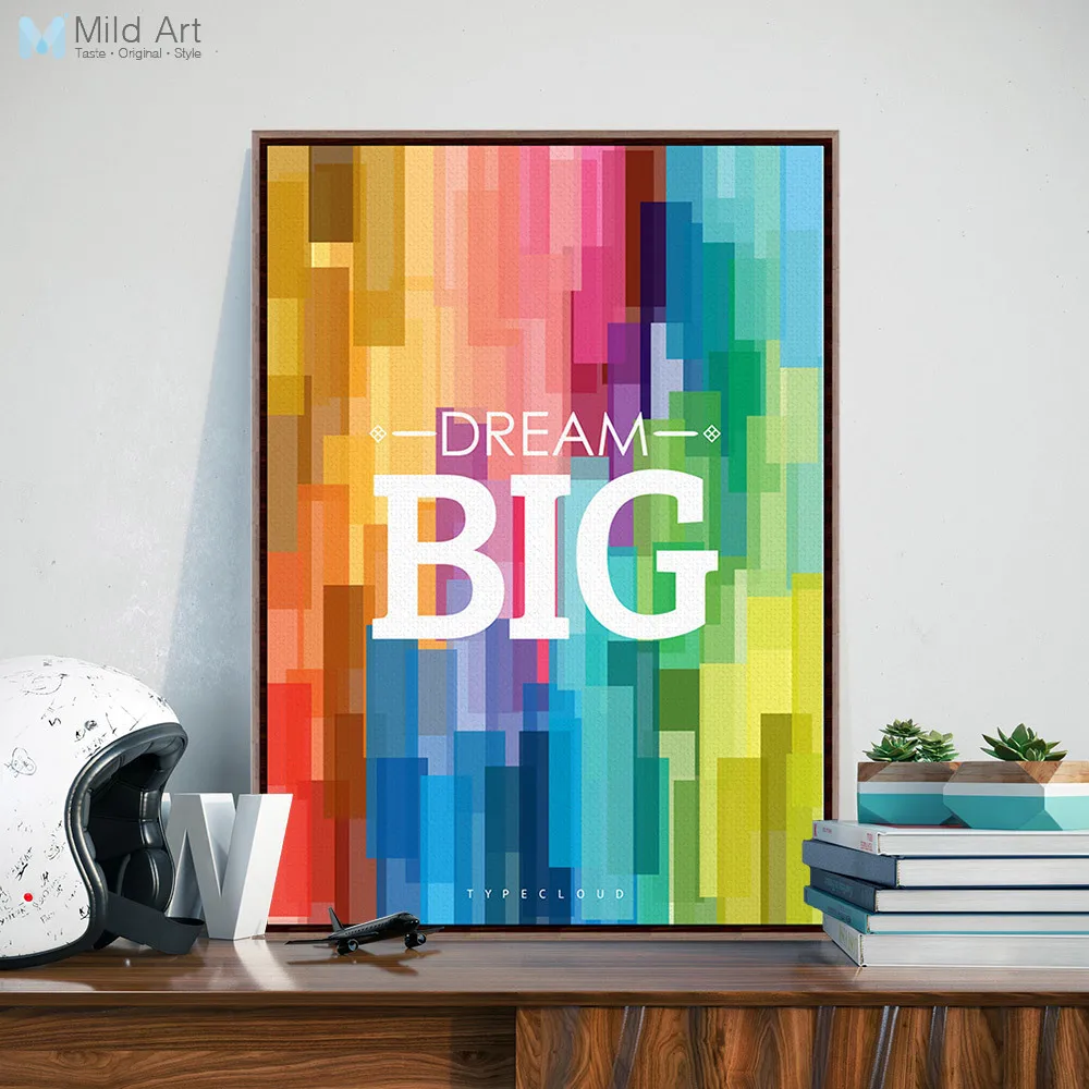 Colorful Rainbow Motivational Typography Dream Quotes Art Print Poster