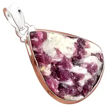 Lovegem Подлинная розовая турмалиновая кварцевая Подвеска из стерлингового серебра 925 пробы, 47 мм, AP2019