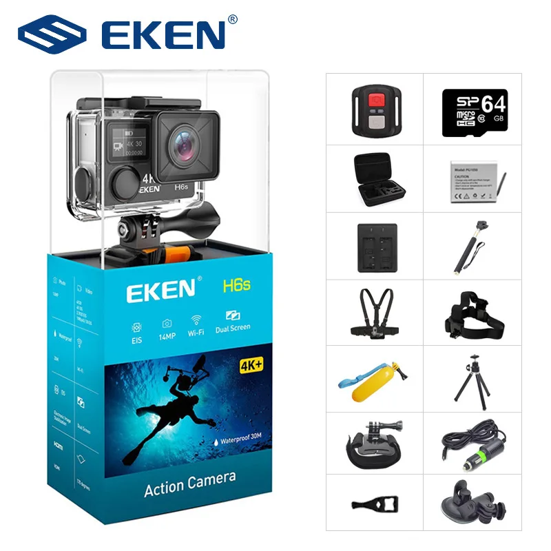 Экшн камера EKEN H6S Ultra HD оригинальная спортивная с чипом Ambarella A12 4K/30 кадр/с 1080P/60