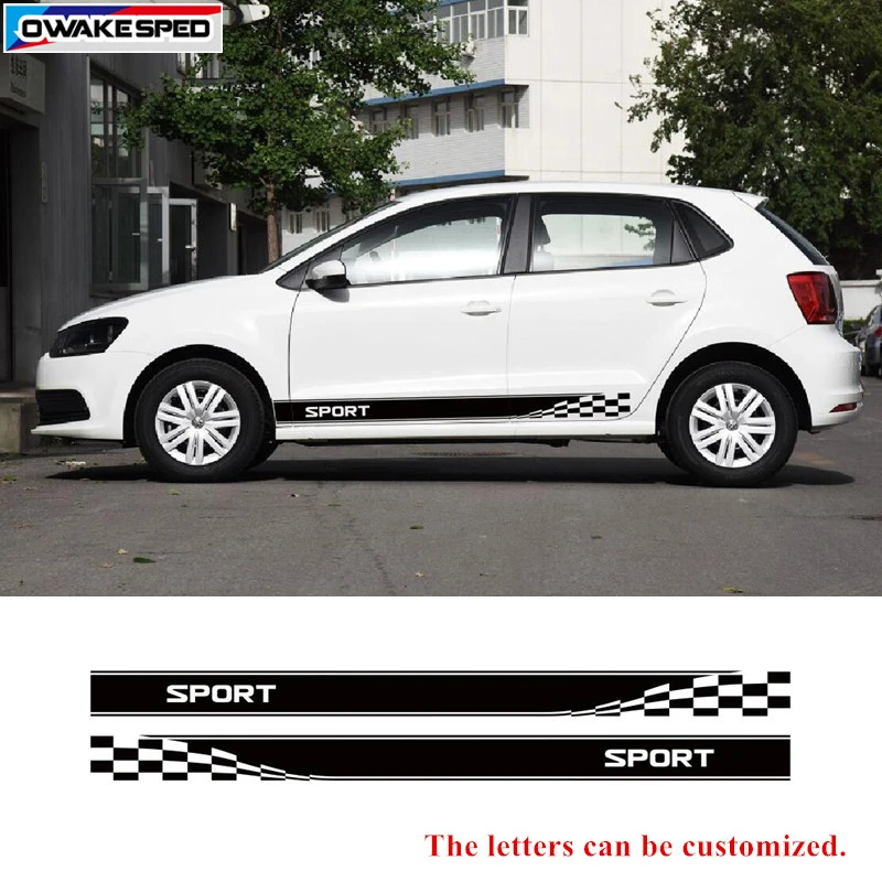 

Racing Lattices Stripes Car Door Side Skirt Decals Sport Styling Auto Body Decor Vinyl Decal For Volkswagen Golf 6 7 POLO Tiguan