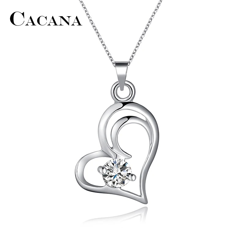 CACANA Pendant Necklaces For Women Trendy Heart Girl Flower Fashion Design Metal Link Chain Long Necklace Hot Wholesale N123