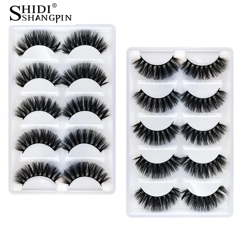 

SHIDISHANGPIN 1 box 3d mink lashes full strip lashes makeup false eyelash 3d mink eyelash extension hand made 5 pairs eyelashes