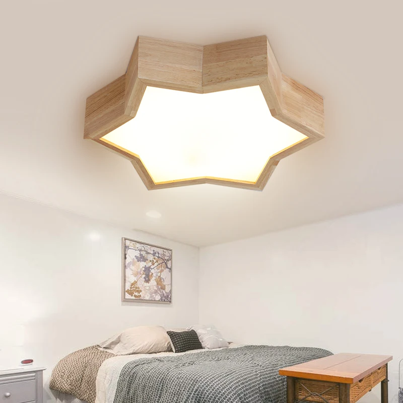 

Wooights Modern led ceiling lights for living room kids lustres de sala WoodenLustre Ceiling Lamp AC90-265V for home Bedroom