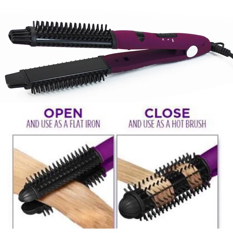 4-in-1-Ceramic-Styler-Hair-Straightener-Curler-Brush-Curling-Iron-Shine-Volumize-Pro-Styling-Hair