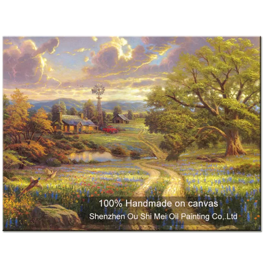 

High Quality Hand Painted Thomas Landscape Oil Painting on Canvas Beautiful Village Scene Wall Painting Home Decor Paintings Art