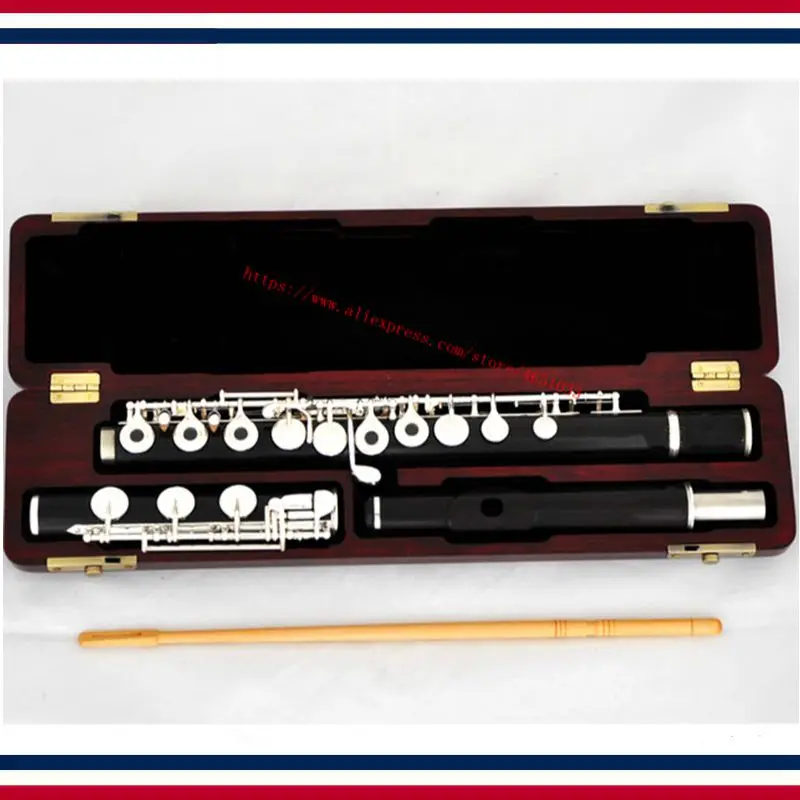 

Flute - Professional Ebony Wooden Flute 17 Open Holes Offset G Split E B Foot Wood Case
