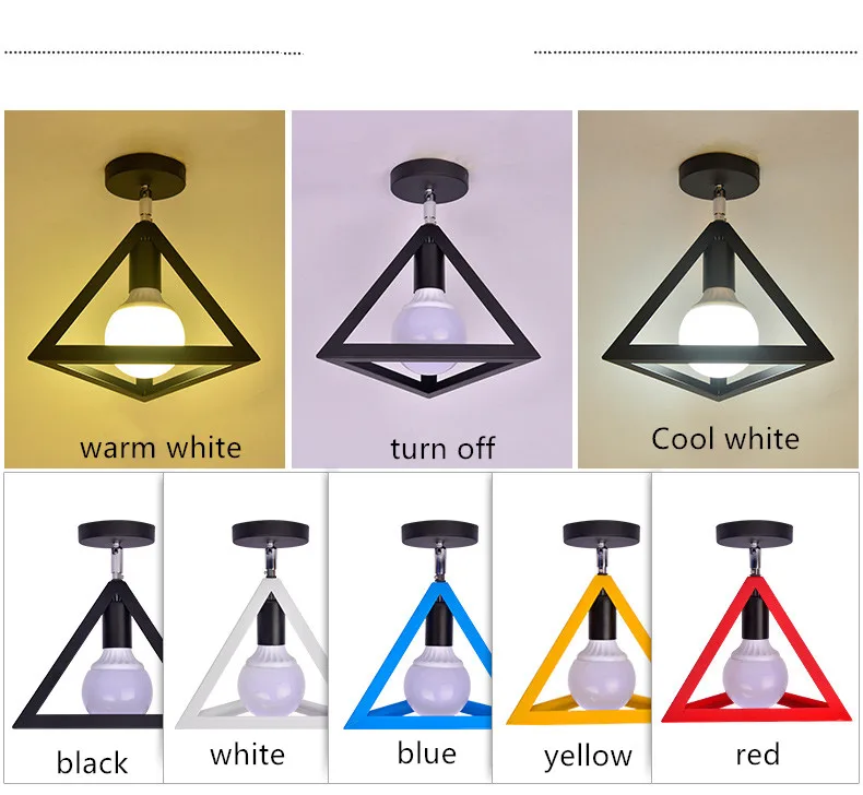 Скандинавском стиле треугольник Цветной потолок свет с E27 лампы Железный фойе кровать Кабинет Коридор крепеж для потолочных светильников