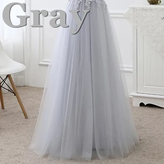 Платья размера плюс, новинка, ТРАПЕЦИЕВИДНОЕ Тюлевое кружевное роскошное вечернее платье с рукавами, вечерние платья для невесты, сексуальные платья для выпускного вечера DR07 - Цвет: Gray