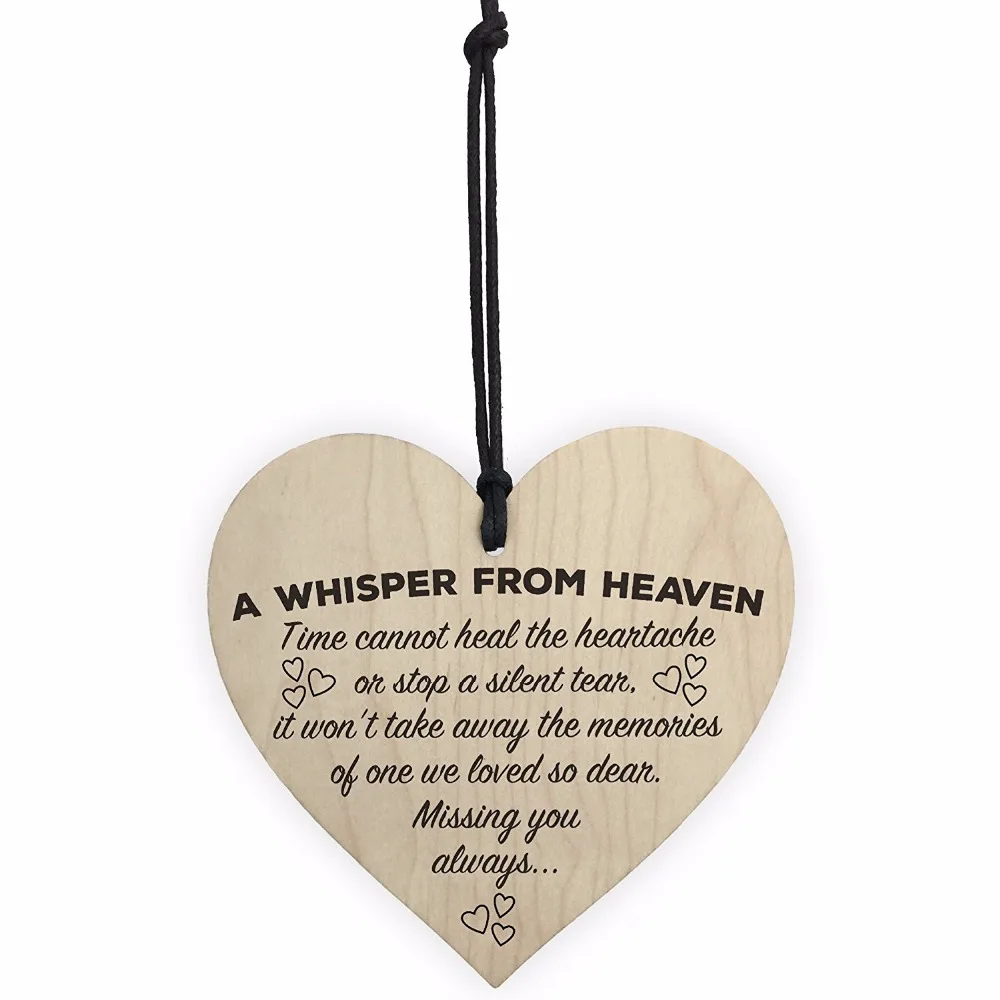 

A Whisper From Heaven Wooden Hanging Heart Memorial Plaque Shabby Chic Sign Christmas Gift