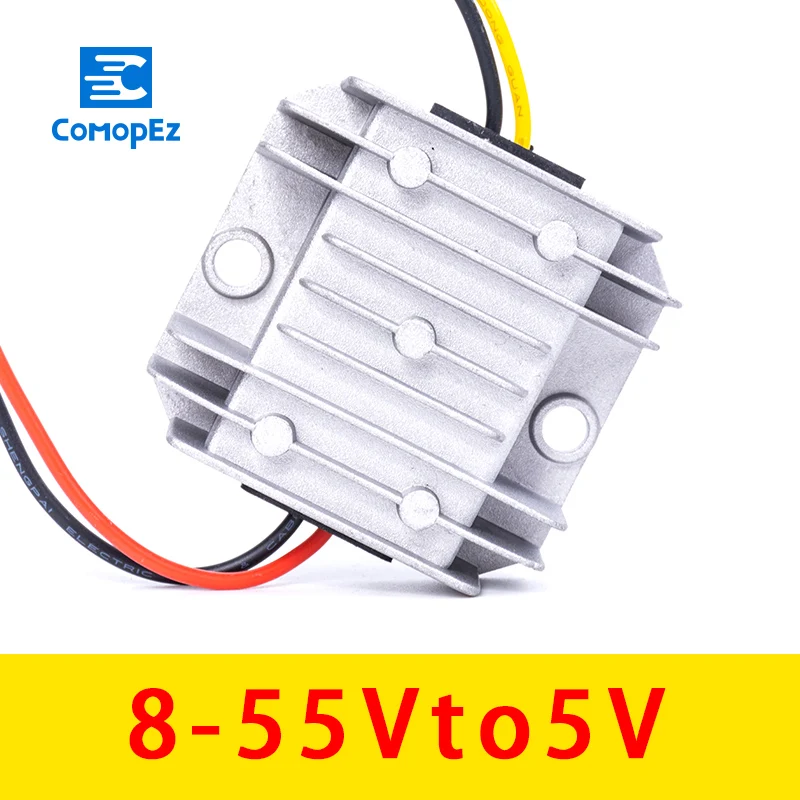 

DC Waterproof Converter 8-55V to 5V 1A 2A 3A Reduction Voltage Automobile Power Supply 5V 3A Converter