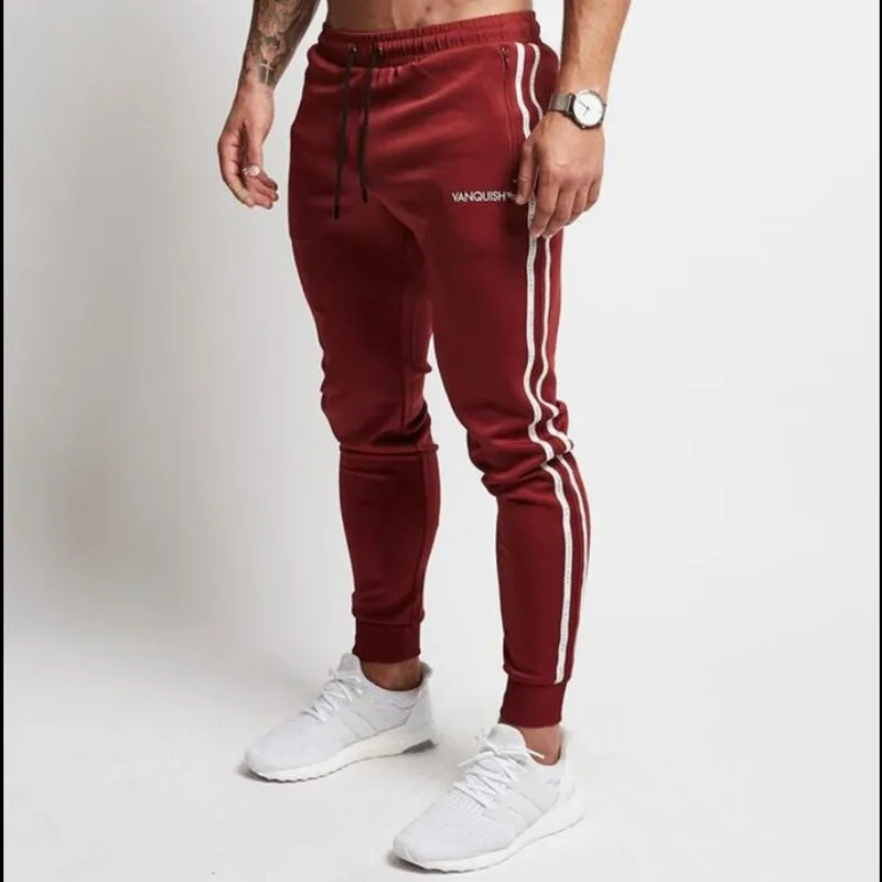 

new mens cotton sports trousers double stripe gym wear jpgger basketball running workout pants