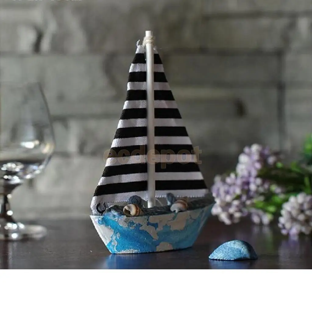 Handcrafted Wooden Nautical Sailing Boat Ornament Home Desktop Decor Christmas Gift