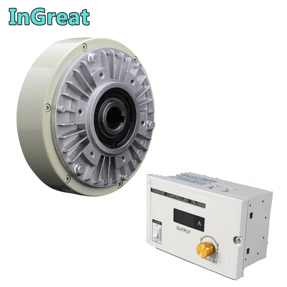 Hollow Shaft Magnetic Powder Brake & Manual Tension Controller Kits 25Nm 2.5kg DC24V for Printing Packaging Peritoneal Machine afbeelding