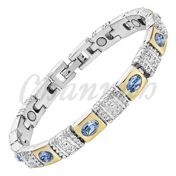 Escalus Модный Королевский синий Кошачий глаз камень магнитные ювелирные изделия серебряный цвет браслет для женщин носить Шарм Браслеты