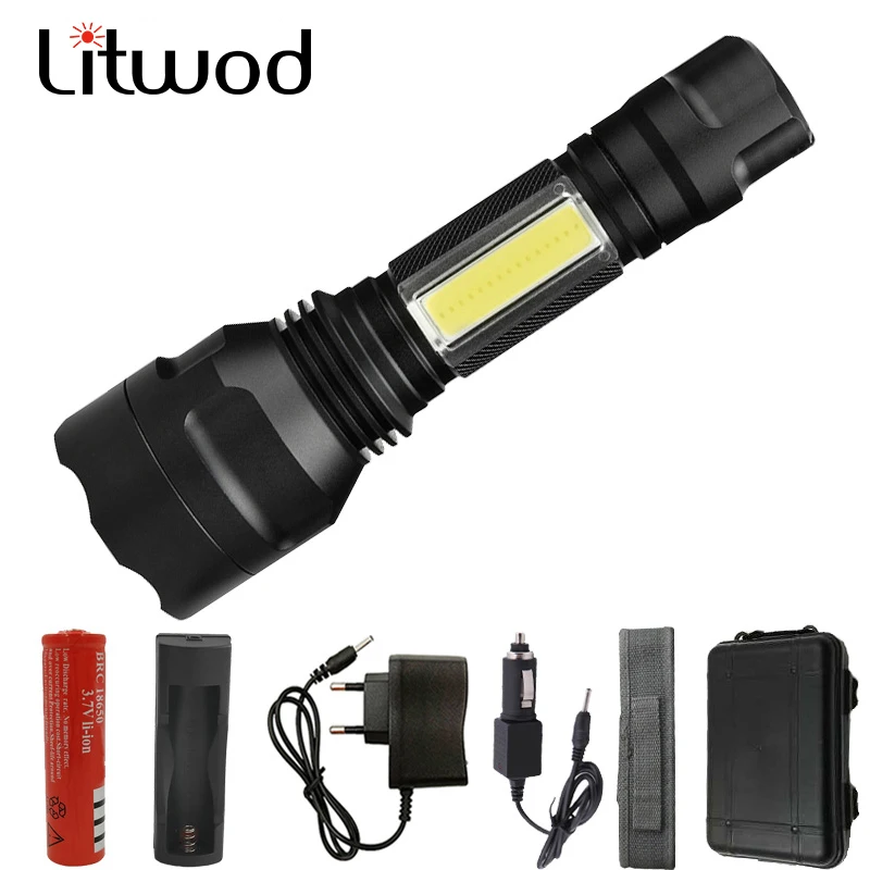 

Litwod Z20+XM-L T6 + COB 5 Modes C8-COB LED Flashlight 4000 Lumens Torch waterproof Aluminum Lanterna For Camping Hiking light