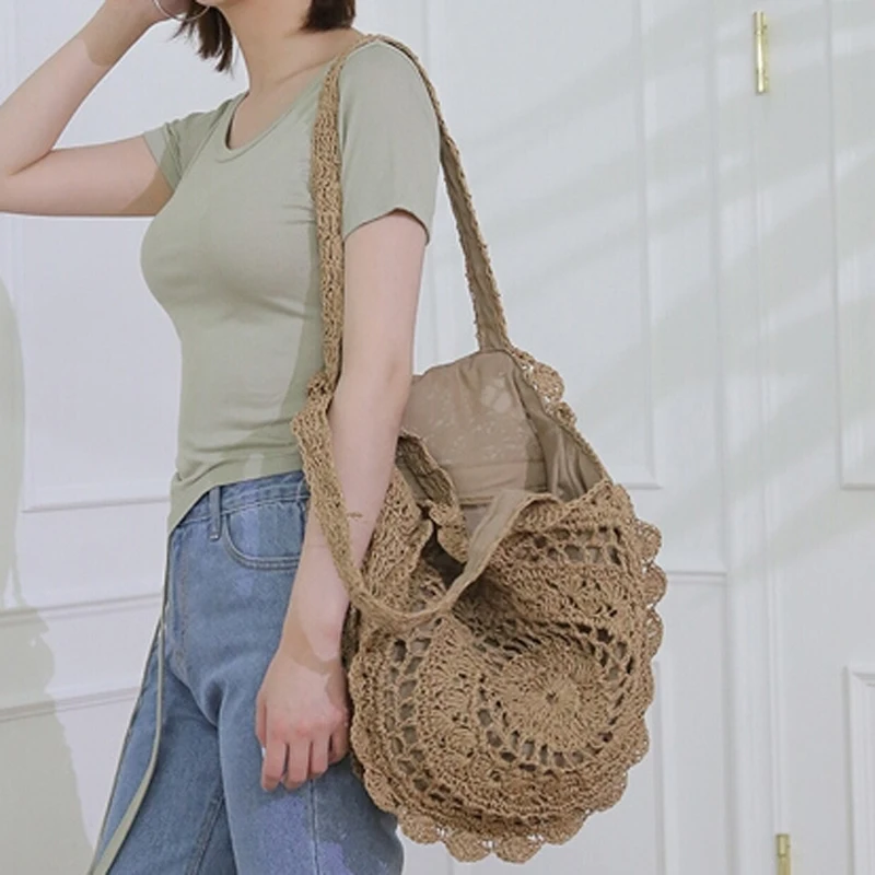 

2019 New Handmade Kintted Beach Handbags Rattan Bag Fashion Straw Bags Women's Travel Bags Shoulder bag For Girls 105