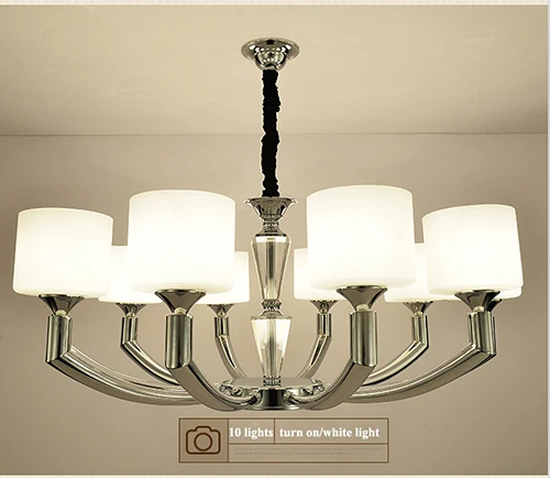 10 lights and bulbs Современные хрустсветодио дный альные светодиодные подвесные люстры светильники Хромированные Металлические гостиная светодио дный светодиодная люстра освещение спальня подвесные светильники - Цвет абажура: 10 lights and bulbs